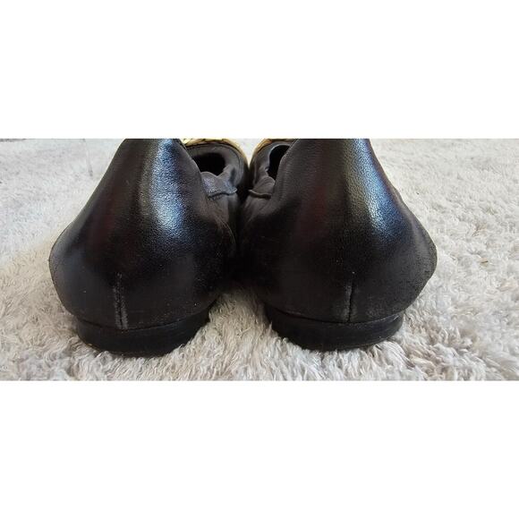 AGL Attilio Giusti Leombruni Black Patent Leather Cap Toe Ballet Flats Gold 39.5 - Picture 4 of 7